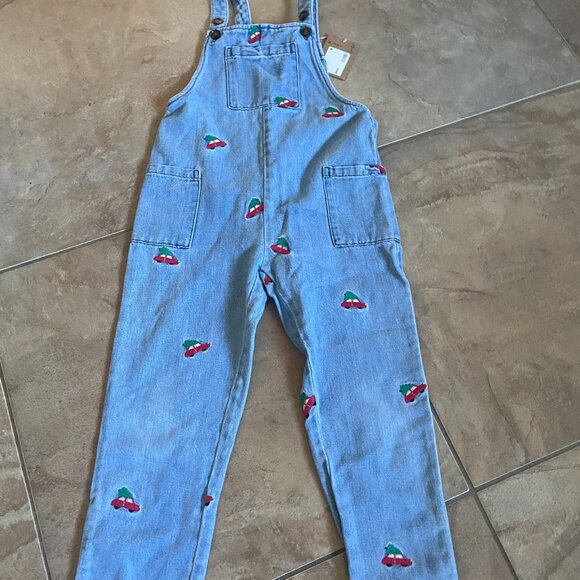 Mini Boden Christmas Embroidered Denim Overalls 4-5YR - Picture 1 of 3